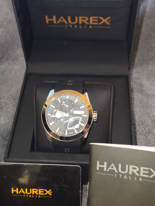 Haurex Italy Magister Men's Black Dial Black Strap Watch